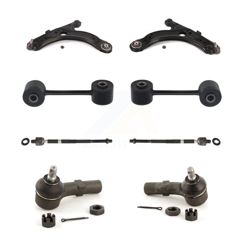 Front Suspension Control Arm And Ball Joint Assembly Steering Tie Rod End Stabilizer Bar Link Kit (8Pc) For Volkswagen Jetta Beetle Golf City KTR-100559