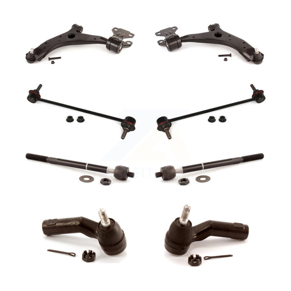 Front Suspension Control Arm And Ball Joint Assembly Steering Tie Rod End Stabilizer Bar Link Kit (8Pc) For 2010-2013 Mazda 3 Sport KTR-100563