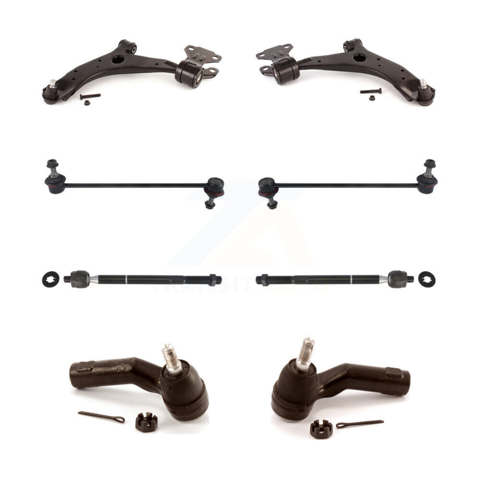 Front Suspension Control Arm And Ball Joint Assembly Steering Tie Rod End Stabilizer Bar Link Kit (8Pc) For 2010-2013 Mazda 3 Sport KTR-100563
