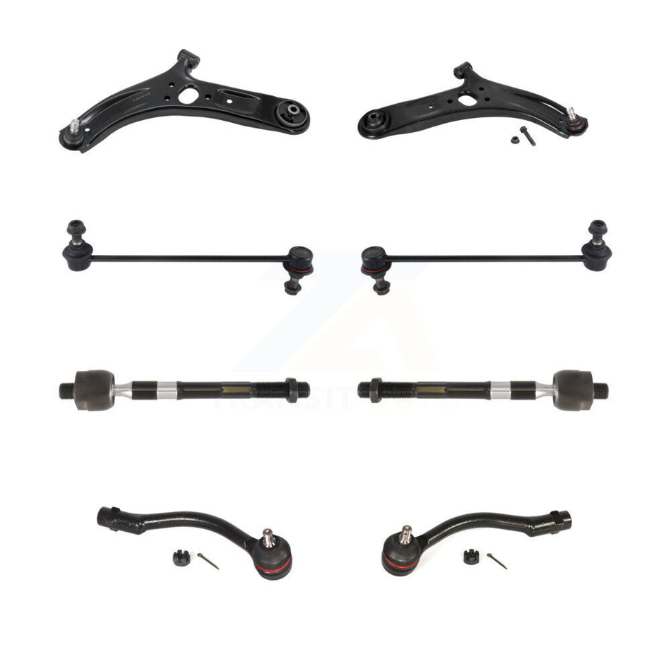 Front Suspension Control Arm And Ball Joint Assembly Steering Tie Rod End Stabilizer Bar Link Kit (8Pc) For Kia Rio KTR-100568