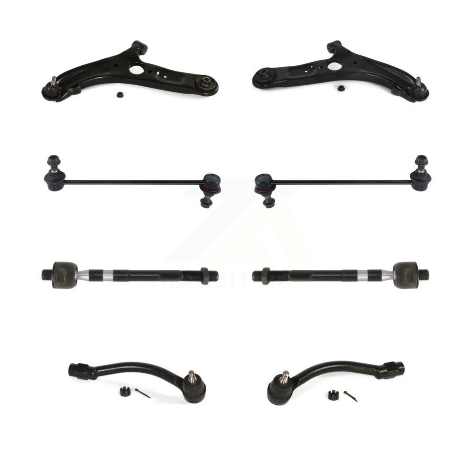 Front Suspension Control Arm And Ball Joint Assembly Steering Tie Rod End Stabilizer Bar Link Kit (8Pc) For Hyundai Elantra Veloster GT Coupe KTR-100571
