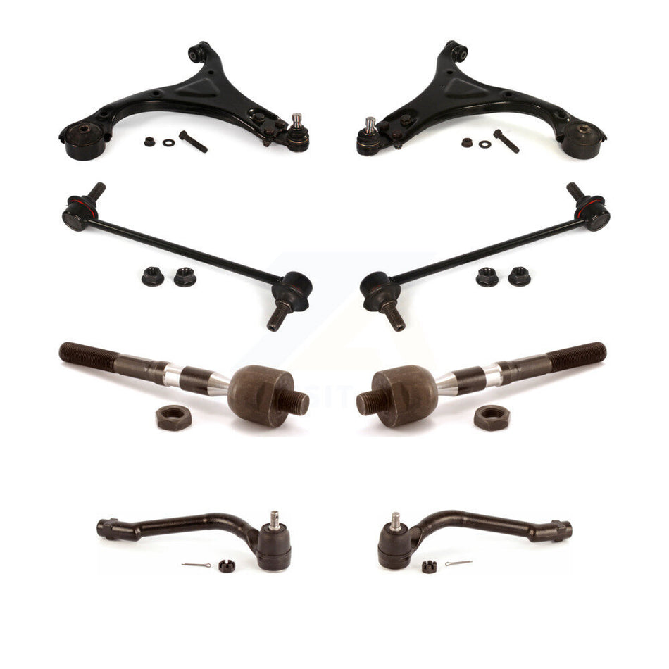 Front Suspension Control Arm And Ball Joint Assembly Steering Tie Rod End Stabilizer Bar Link Kit (8Pc) For 2012-2013 Hyundai Sonata GL GLS 10.63" Center To Length KTR-100572
