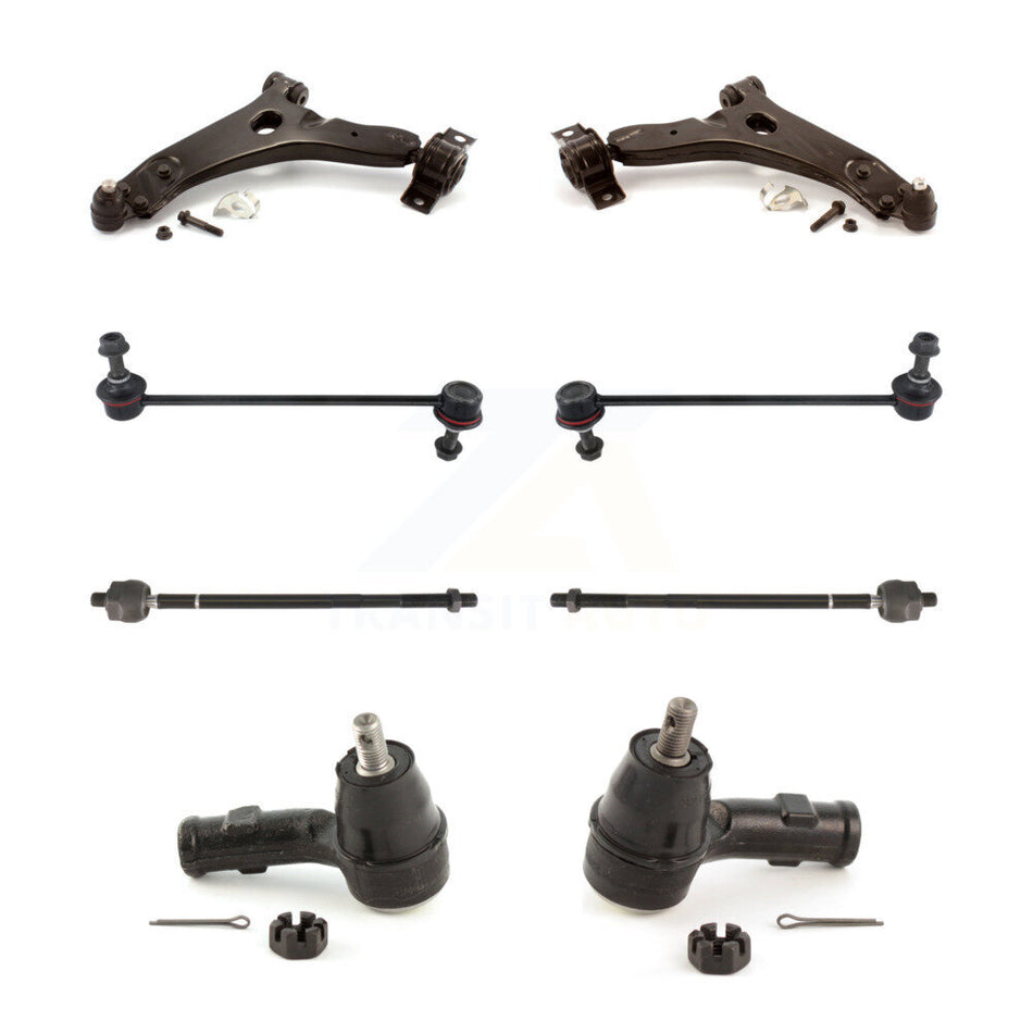 Front Suspension Control Arm And Ball Joint Assembly Steering Tie Rod End Stabilizer Bar Link Kit (8Pc) For 2009-2010 Ford Focus With Fixed Ratio KTR-100584