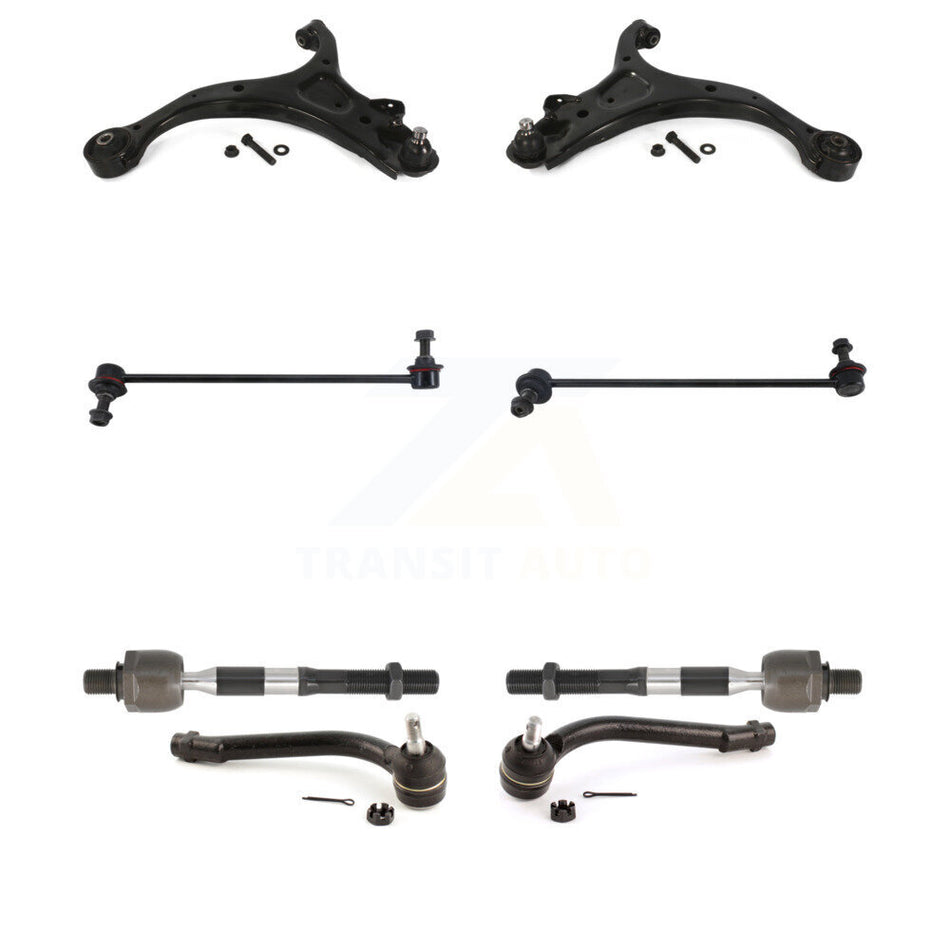 Front Suspension Control Arm And Ball Joint Assembly Steering Tie Rod End Stabilizer Bar Link Kit (8Pc) For Hyundai Santa Fe Kia Sorento KTR-100602