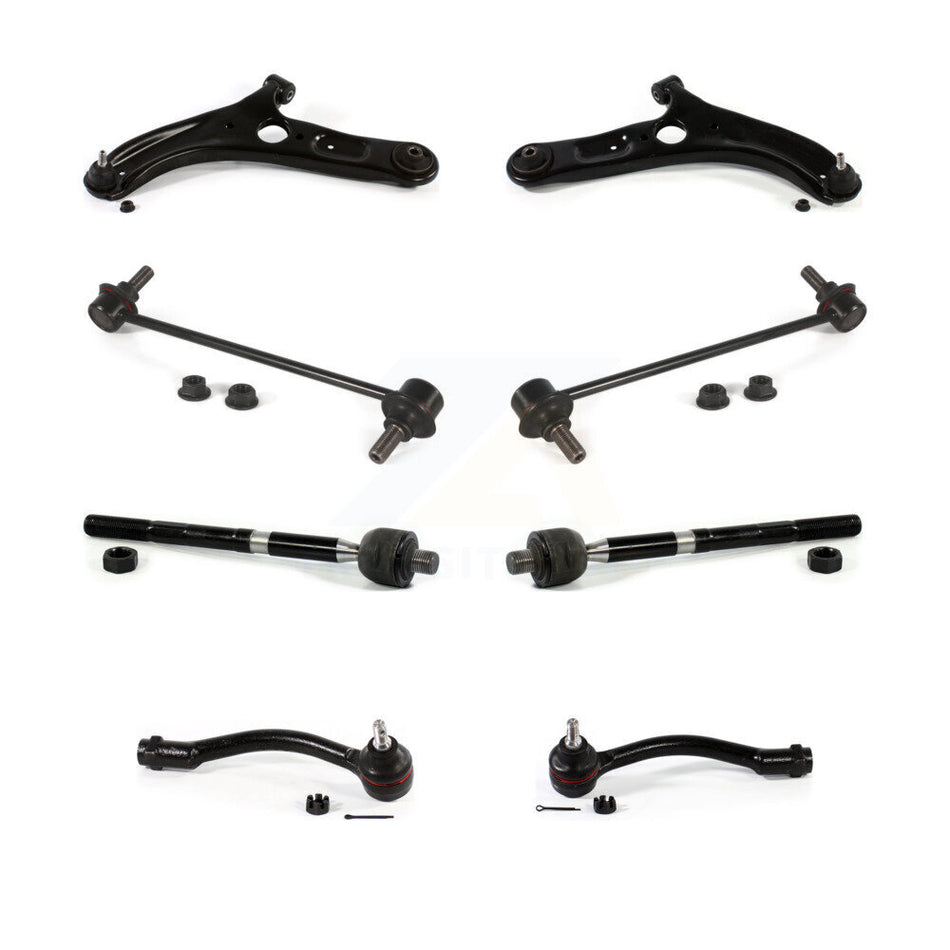 Front Suspension Control Arm And Ball Joint Assembly Steering Tie Rod End Stabilizer Bar Link Kit (8Pc) For Kia Forte Forte5 Koup KTR-103233