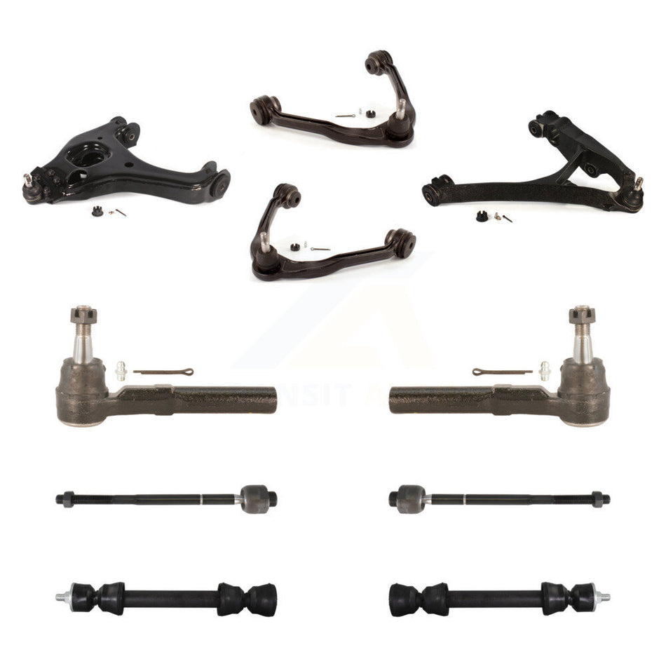 Front Control Arms Assembly And Lower Ball Joints Tie Rods Link Sway Bar Suspension Kit (10Pc) For 2005 Chevrolet Silverado 1500 RWD with Torsion front springs Rack steering type KTR-104075
