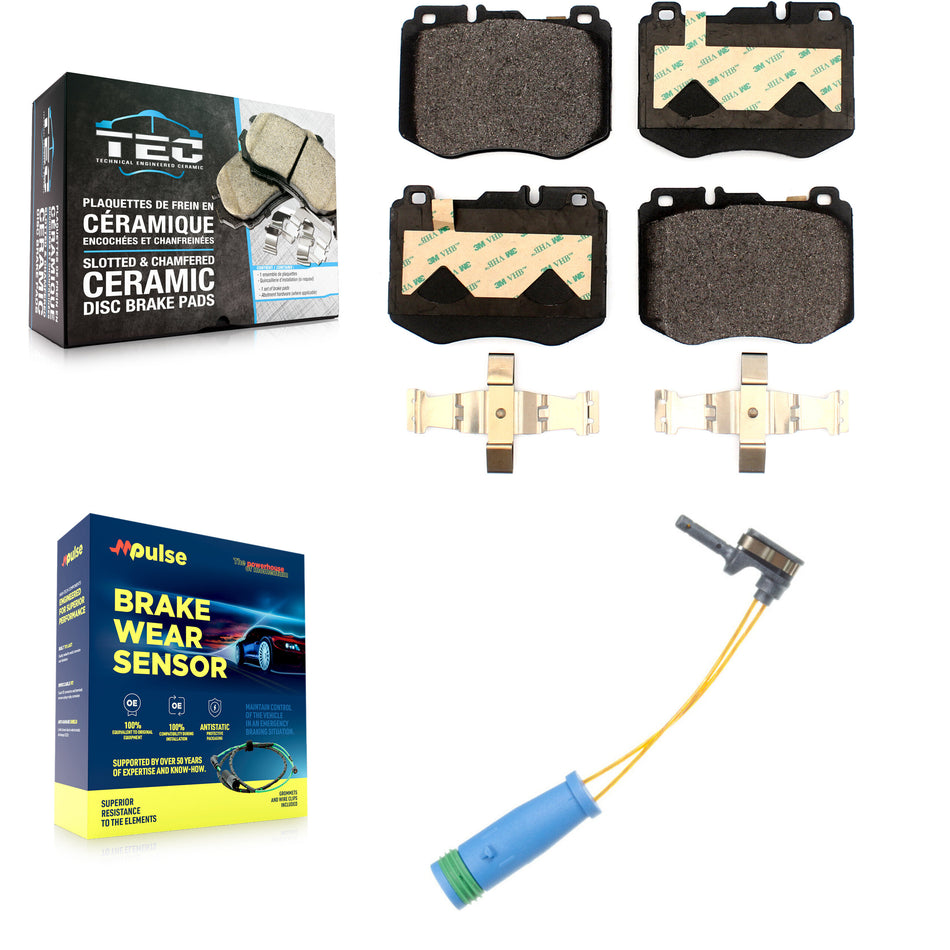 Front Ceramic Disc Brake Pad Wear Sensor Kit For Mercedes-Benz C300 GLC300 E300 C400 E350 KTW-100001