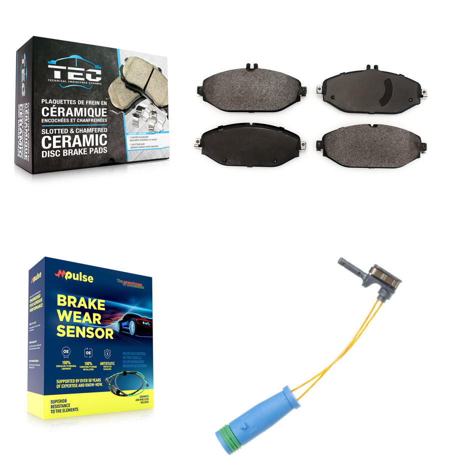 Front Ceramic Disc Brake Pad Wear Sensor Kit For Mercedes-Benz C300 Without Sport Package KTW-100002