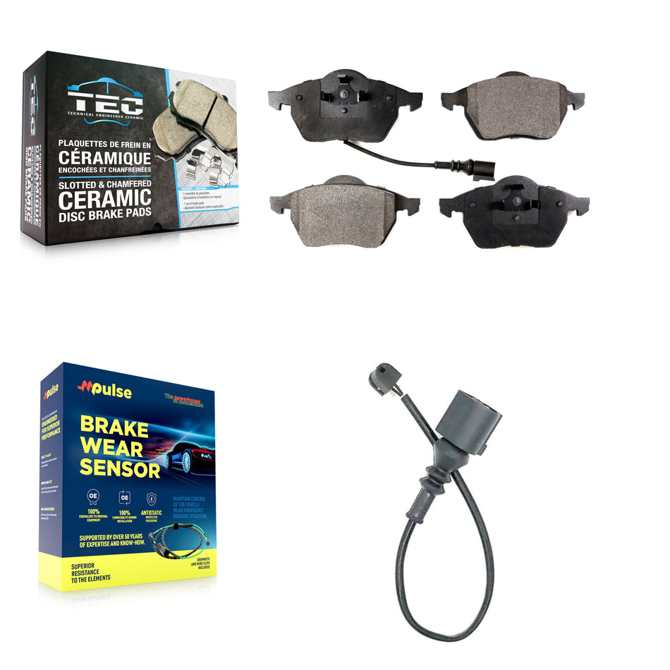 Front Ceramic Disc Brake Pads And Extra Wear Sensors Kit For Audi TT Quattro KTW-100009