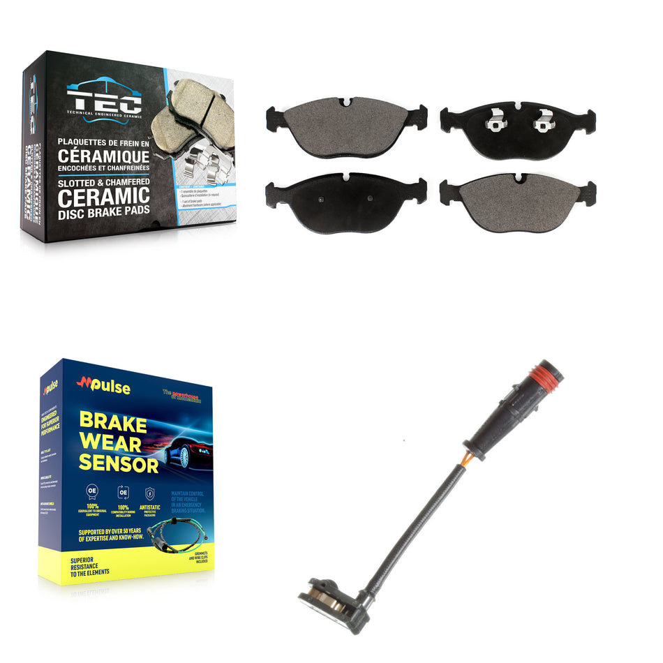 Front Ceramic Disc Brake Pads And Wear Sensors Kit For Mercedes-Benz S500 S430 KTW-100010