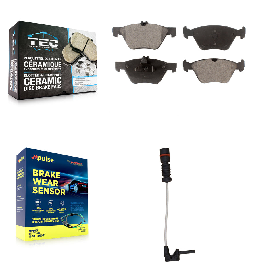 Front Ceramic Brake Pads Wear Sensor Kit For Mercedes-Benz E320 Chrysler Crossfire CLK320 KTW-100019