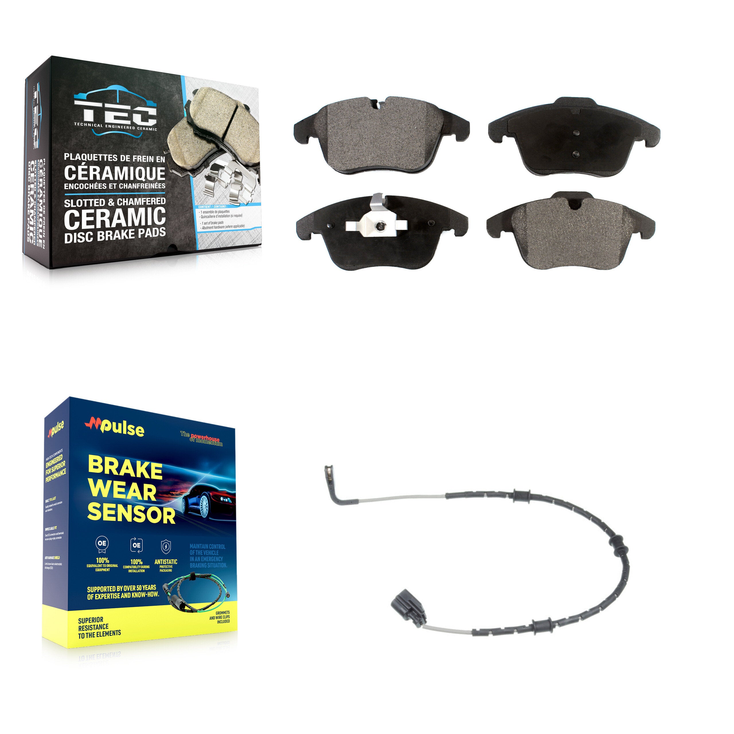 Front Ceramic Disc Brake Pads And Wear Sensors Kit For Jaguar XF KTW-100032