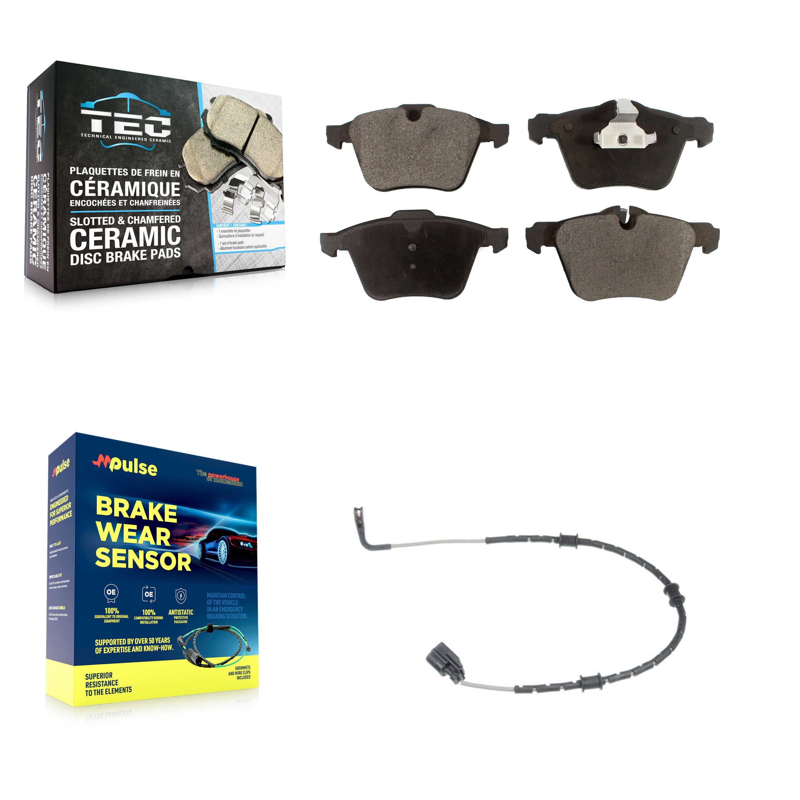 Front Ceramic Disc Brake Pads And Wear Sensors Kit For Jaguar XF XJ KTW-100033
