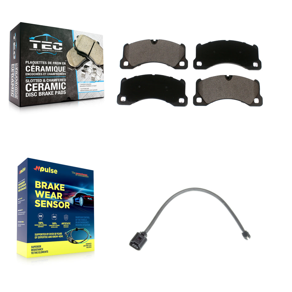 Front Ceramic Disc Brake Pads And Wear Sensors Kit For Volkswagen Touareg KTW-100038