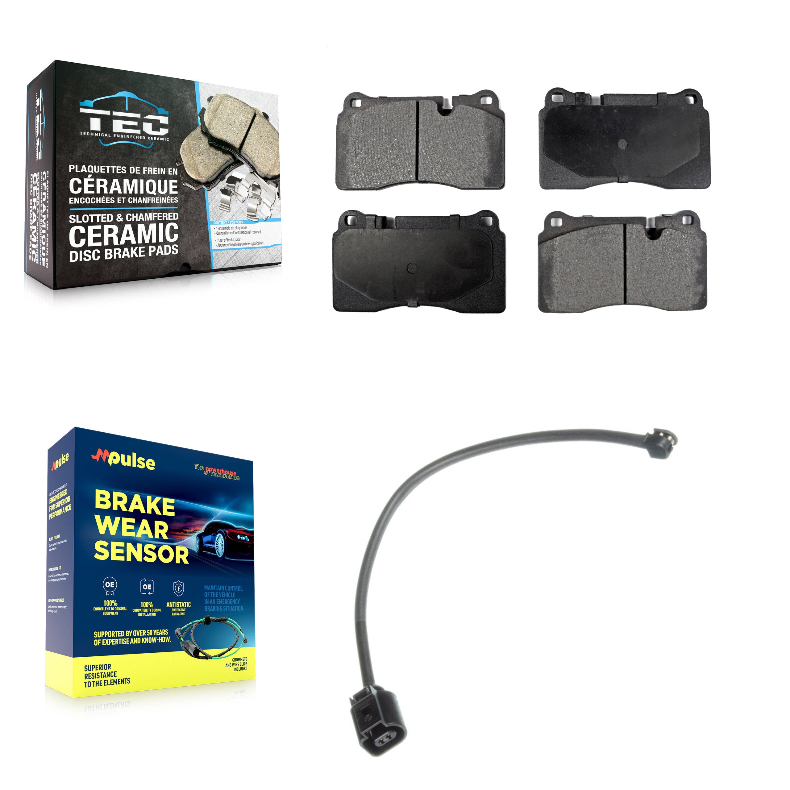 Front Ceramic Disc Brake Pads And Wear Sensors Kit For Volkswagen Touareg KTW-100039