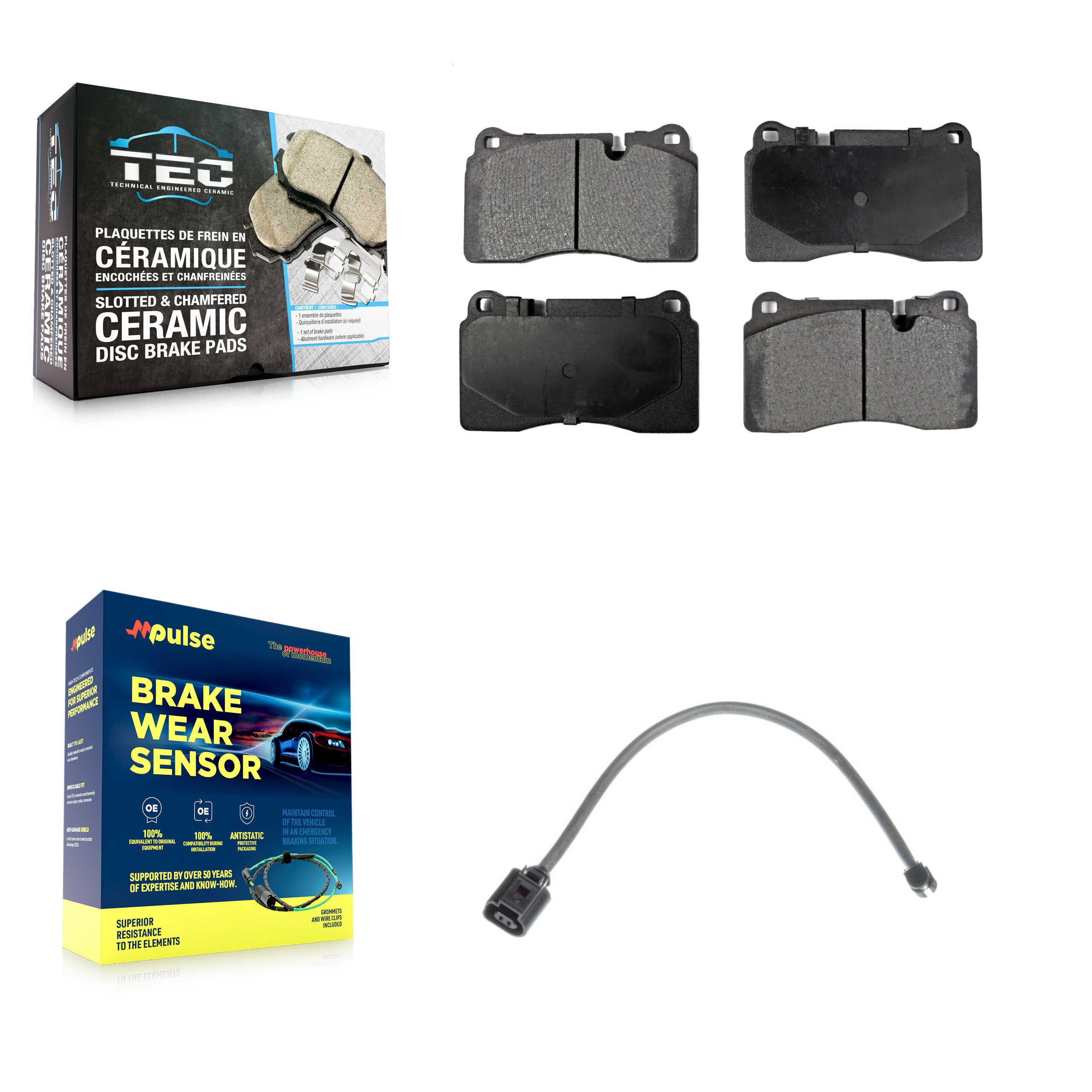 Front Ceramic Disc Brake Pads And Wear Sensors Kit For Volkswagen Touareg KTW-100040