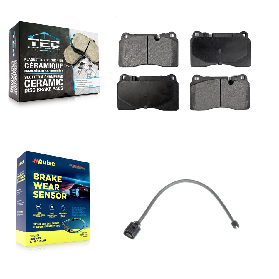 Front Ceramic Disc Brake Pads And Wear Sensors Kit For Volkswagen Touareg KTW-100040