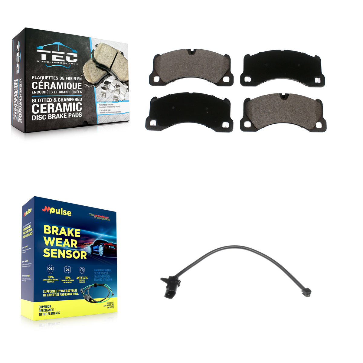 Front Ceramic Disc Brake Pads And Wear Sensors Kit For Porsche Macan except Rotor KTW-100043