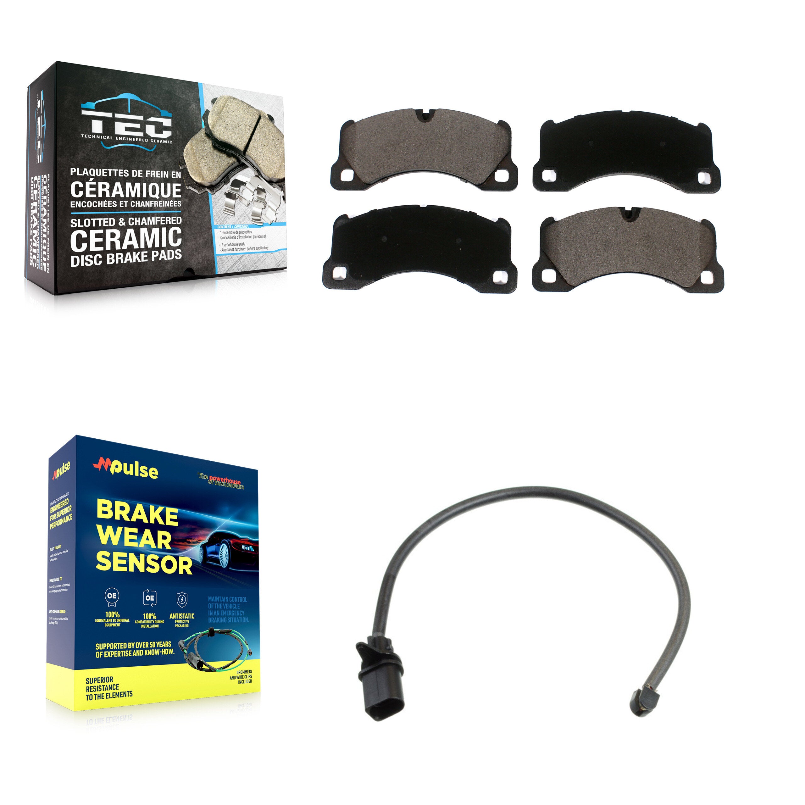 Front Ceramic Brake Pad Wear Sensor Kit For Porsche Macan without Composite KTW-100045