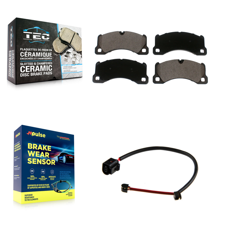 Front Ceramic Disc Brake Pads And Wear Sensors Kit For Porsche Cayenne KTW-100046
