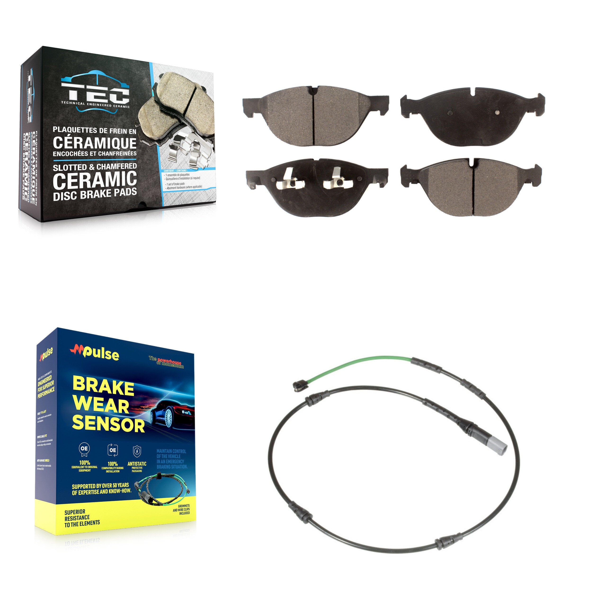 Front Ceramic Disc Brake Pads And Wear Sensors Kit For BMW X5 X6 xDrive50i with 4.4L KTW-100049