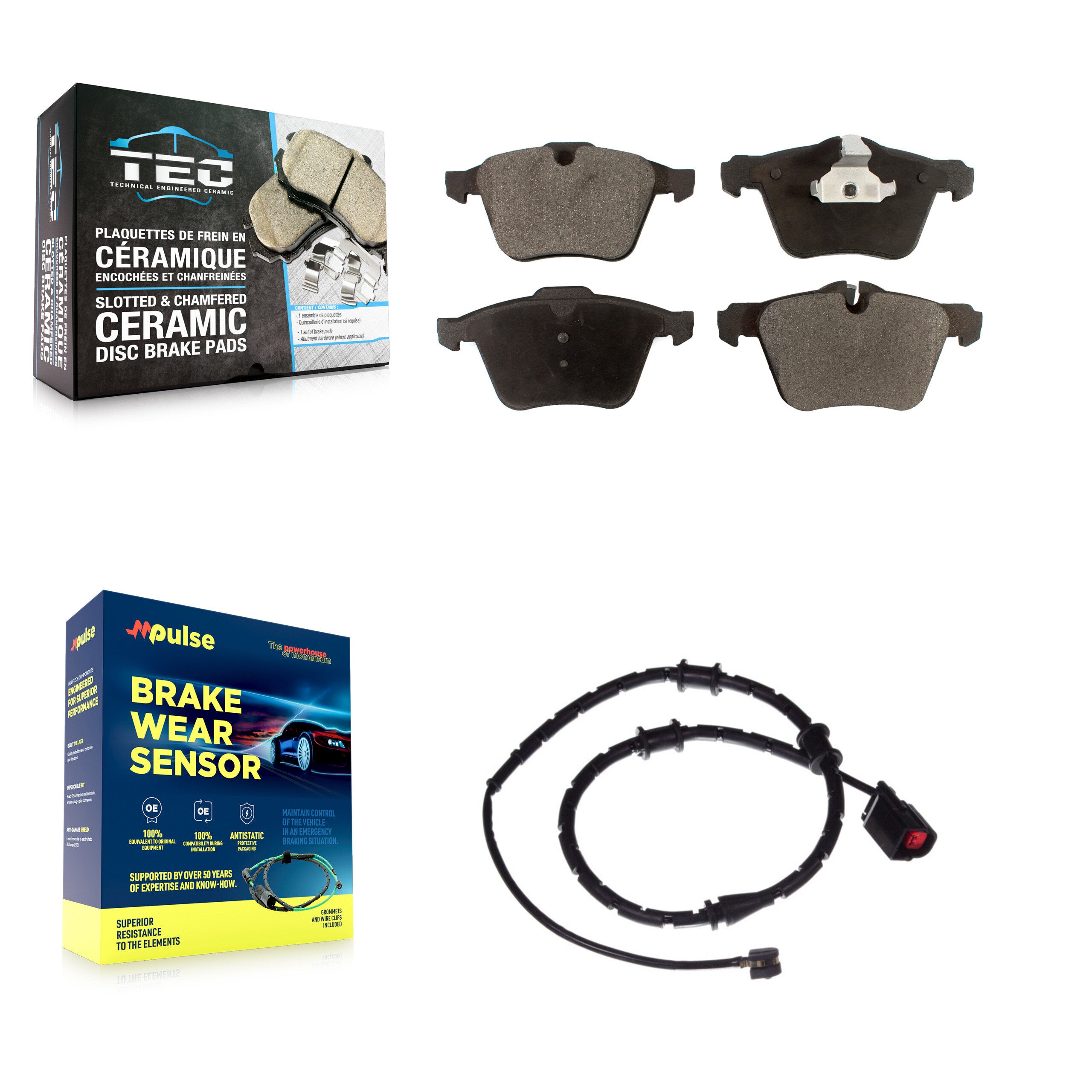 Front Ceramic Disc Brake Pads And Wear Sensors Kit For Jaguar XJ KTW-100060