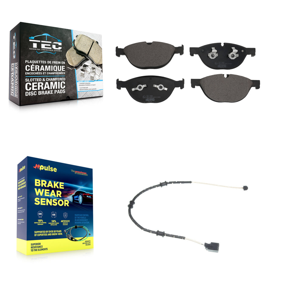 Front Ceramic Disc Brake Pads And Wear Sensors Kit For Jaguar XJ F-Type KTW-100061
