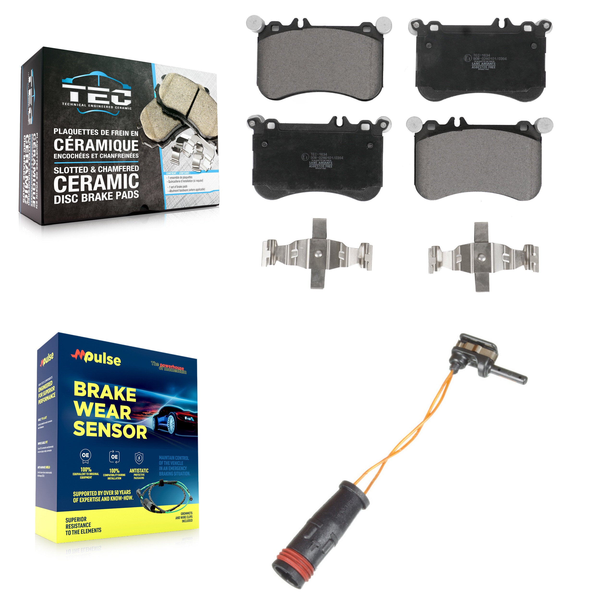 Front Ceramic Brake Pad And Wear Sensor Kit For Mercedes-Benz CLS550 E550 SLC43 AMG SLK55 KTW-100063