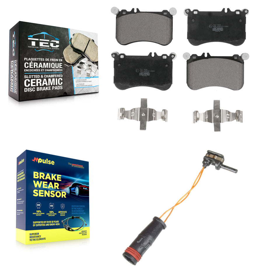 Front Ceramic Brake Pad And Wear Sensor Kit For Mercedes-Benz CLS550 E550 SLC43 AMG SLK55 KTW-100063