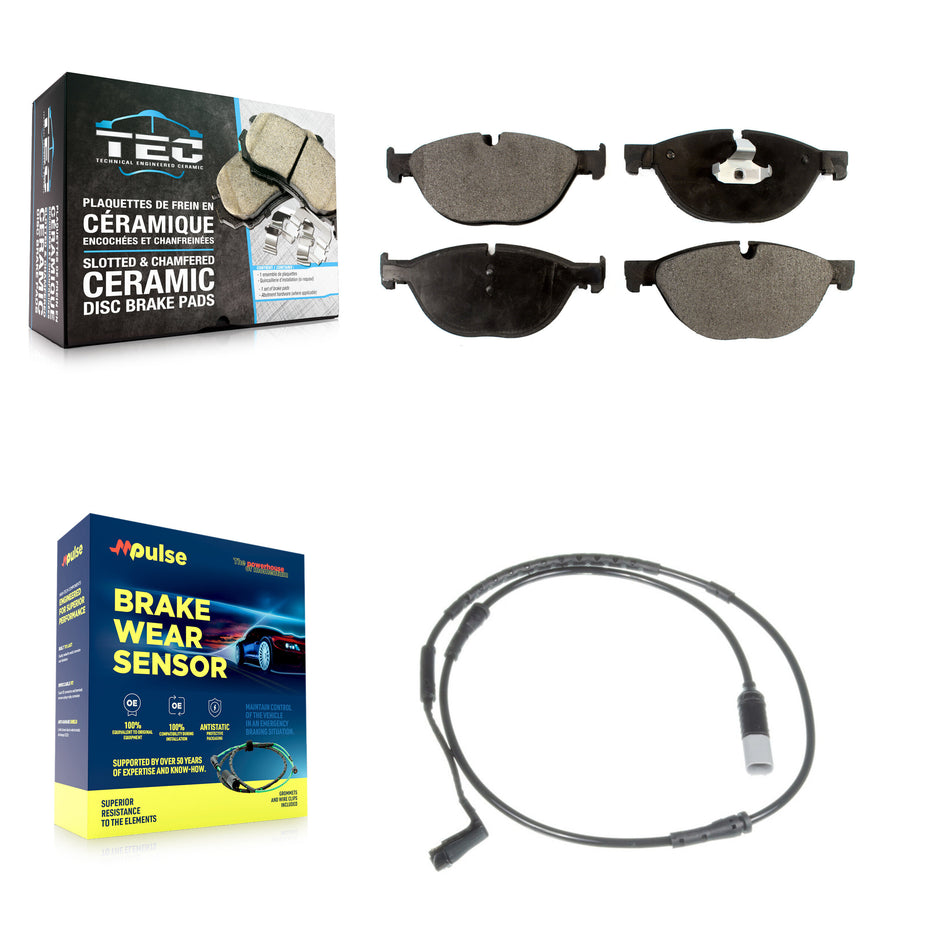 Front Ceramic Disc Brake Pads And Wear Sensors Kit For 2009 BMW 750i 750Li KTW-100066