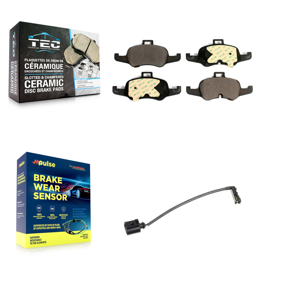 Front Ceramic Disc Brake Pads And Wear Sensors Kit For Audi TTS Quattro 2.0L KTW-100070