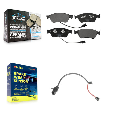 Front Ceramic Disc Brake Pads And Extra Wear Sensors Kit For 2011 Audi S6 5.2L KTW-100082