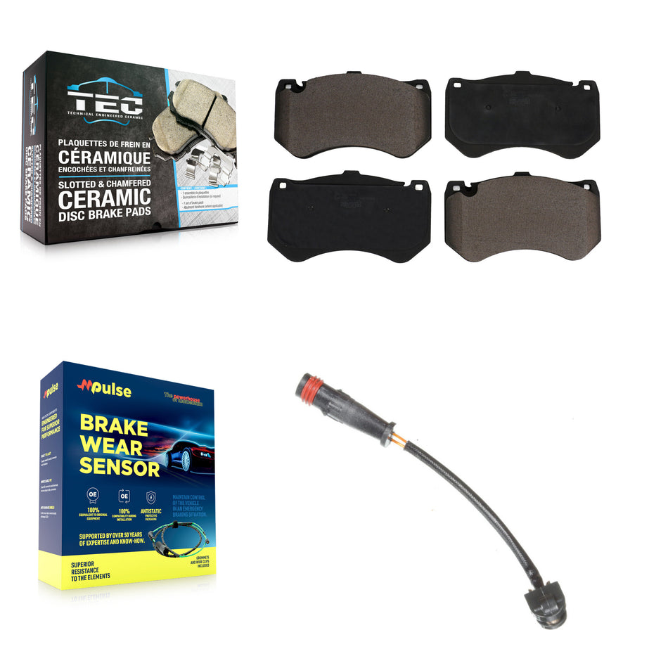 Front Ceramic Brake Pad & Wear Sensor Kit For Mercedes-Benz S63 AMG E63 S C63 CLS63 GLC63 KTW-100084