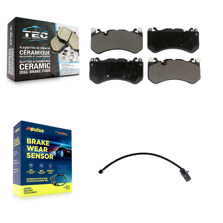 Front Ceramic Disc Brake Pads And Wear Sensors Kit For Audi RS7 With Cast Iron KTW-100087