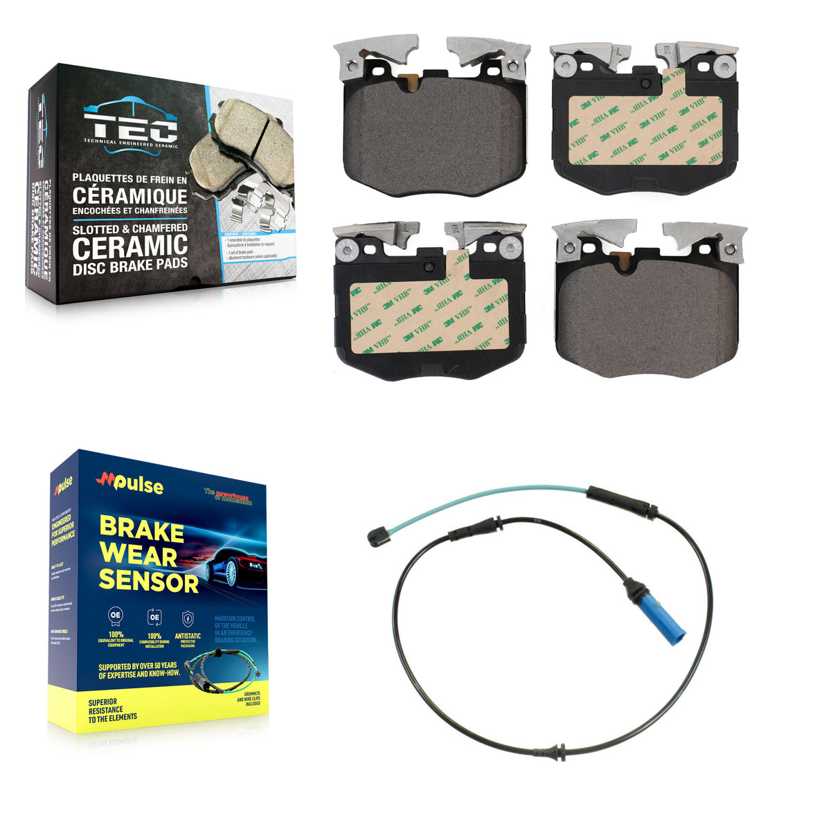 Front Ceramic Brake Pad & Wear Sensor Kit For BMW 530i xDrive 540i 530e 640i Gran Turismo KTW-100093