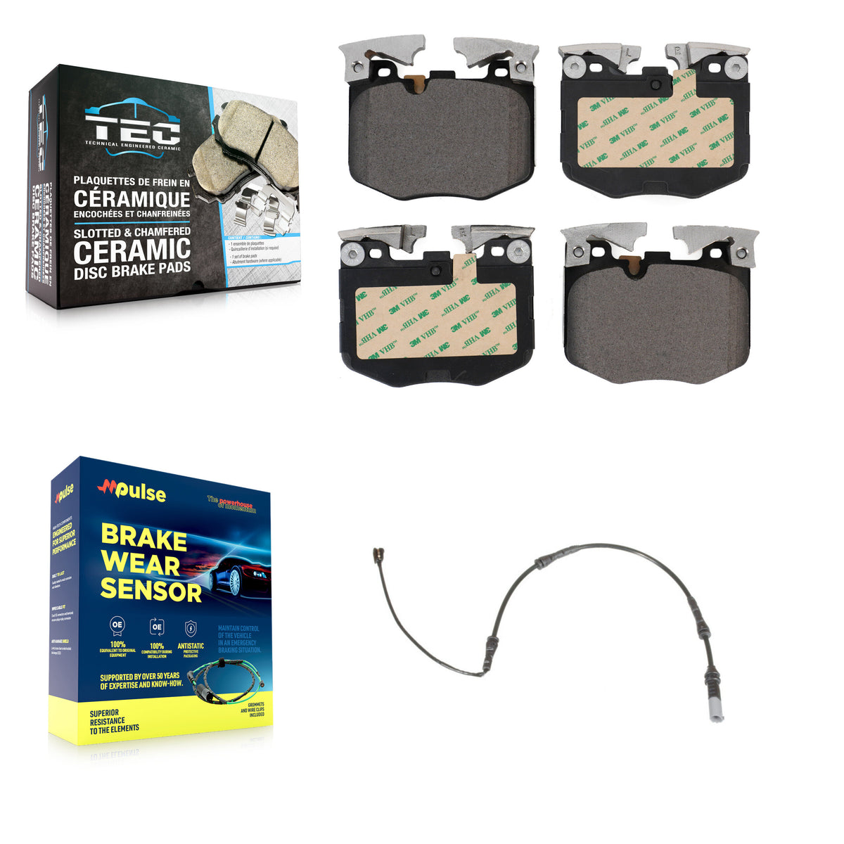 Front Ceramic Brake Pad Wear Sensor Kit For 19 BMW 330i xDrive With Blue Painted Calipers KTW-100095