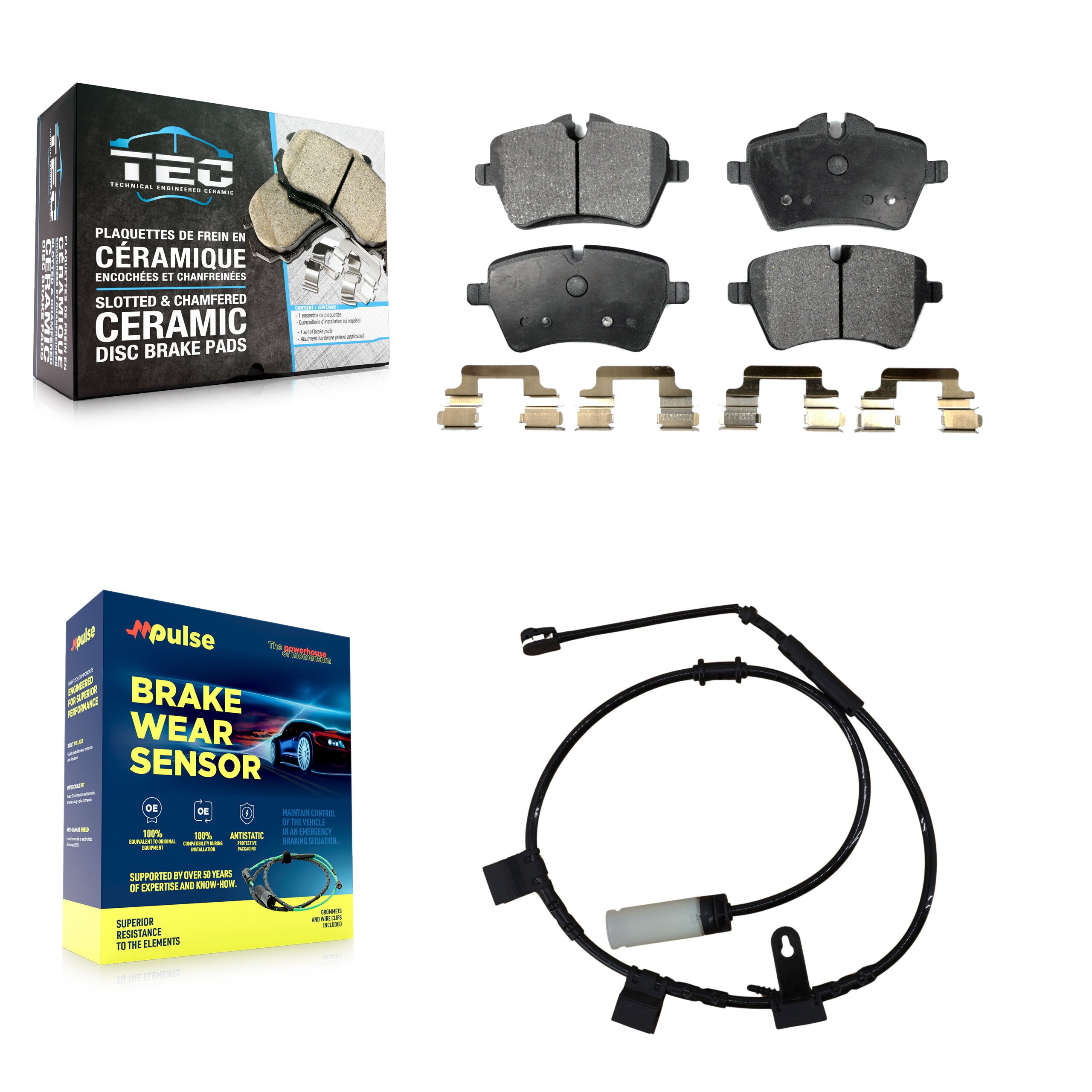 Front Ceramic Brake Pad & Wear Sensor Kit For Mini Cooper With 294mm Diameter Rotor KTW-100107