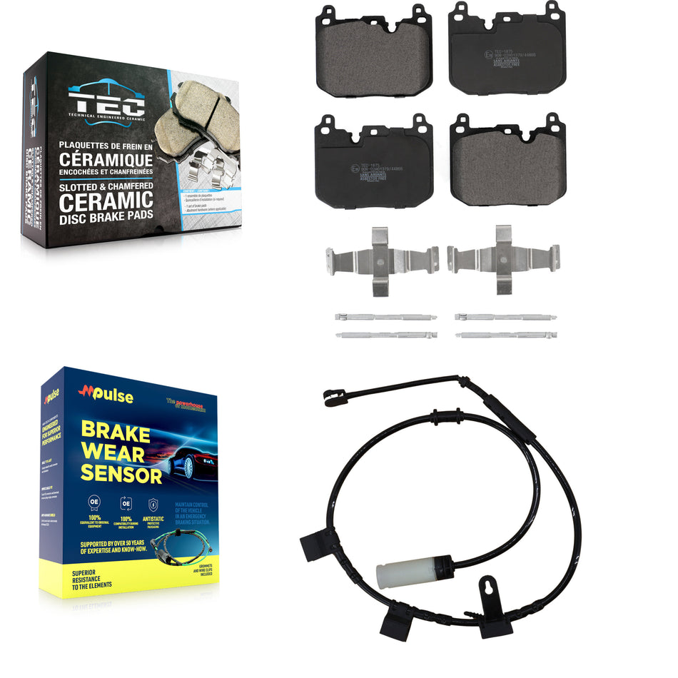 Front Ceramic Brake Pads Wear Sensor Kit For 15 Mini Cooper S/John Works with 1.6L KTW-100109