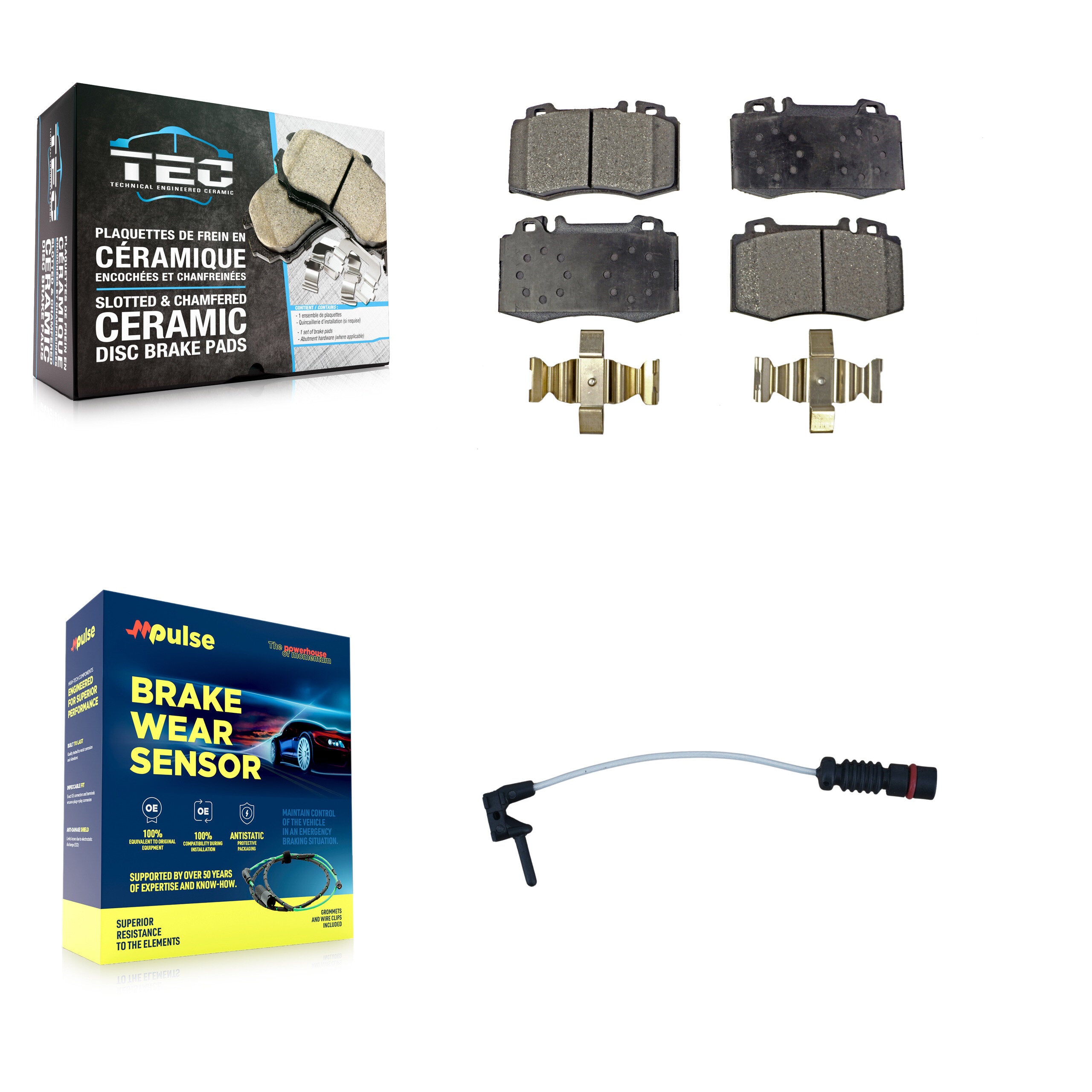 Front Ceramic Disc Brake Pads And Wear Sensors Kit For Mercedes-Benz ML500 ML55 AMG KTW-100115