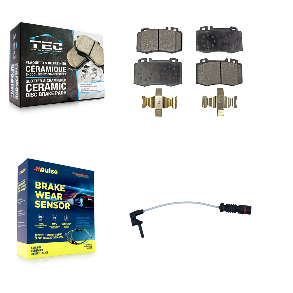 Front Ceramic Disc Brake Pads And Wear Sensors Kit For Mercedes-Benz ML500 ML55 AMG KTW-100115