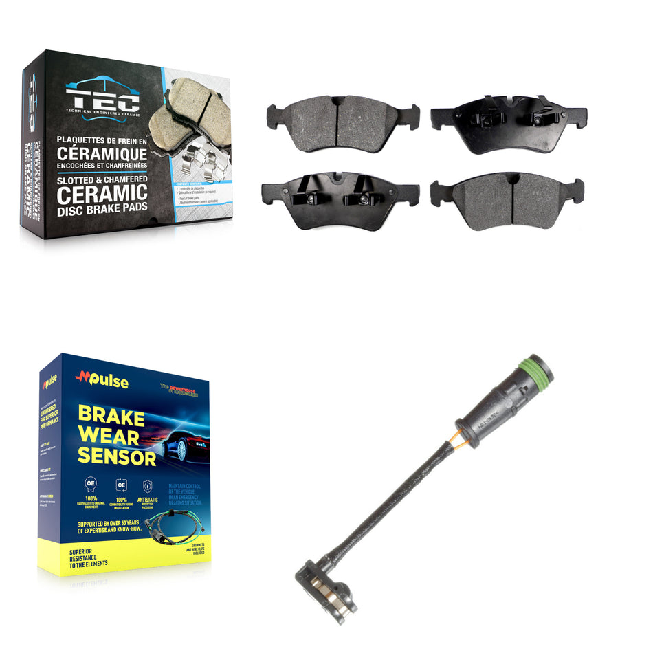Front Ceramic Brake Pad Wear Sensor Kit For 07-09 Mercedes-Benz E550 4Matic with AWD 5.5L KTW-100117