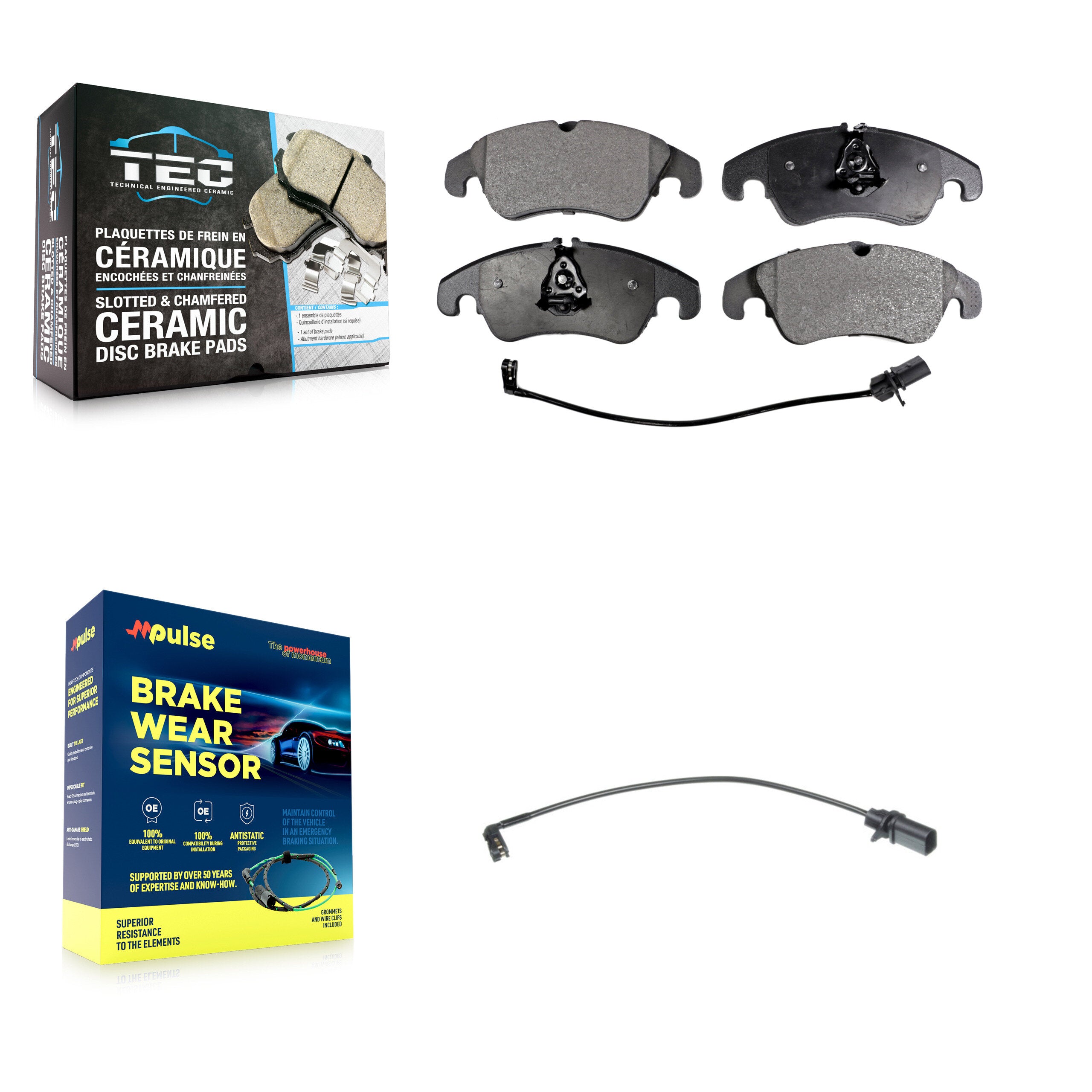 Front Ceramic Brake Pads Extra Wear Sensor Kit For Audi Q5 A4 Quattro A5 S4 S5 allroad A6 KTW-100120