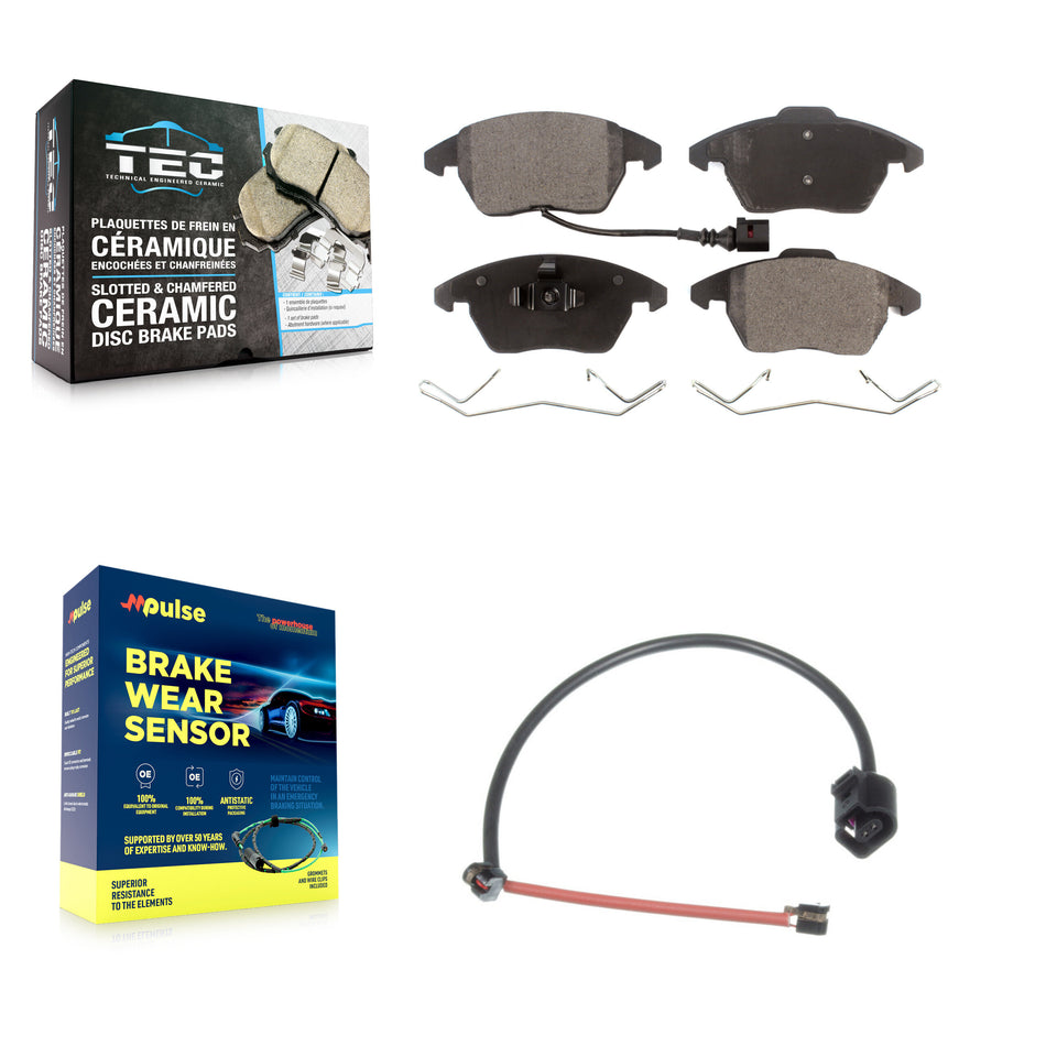 Front Ceramic Disc Brake Pad And Extra Wear Sensor Kit For 2012-2013 Audi TT Quattro 2.0L KTW-100121