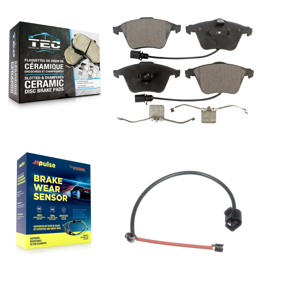 Front Ceramic Disc Brake Pad And Extra Wear Sensor Kit For 2012-2013 Audi TT Quattro 2.0L KTW-100122