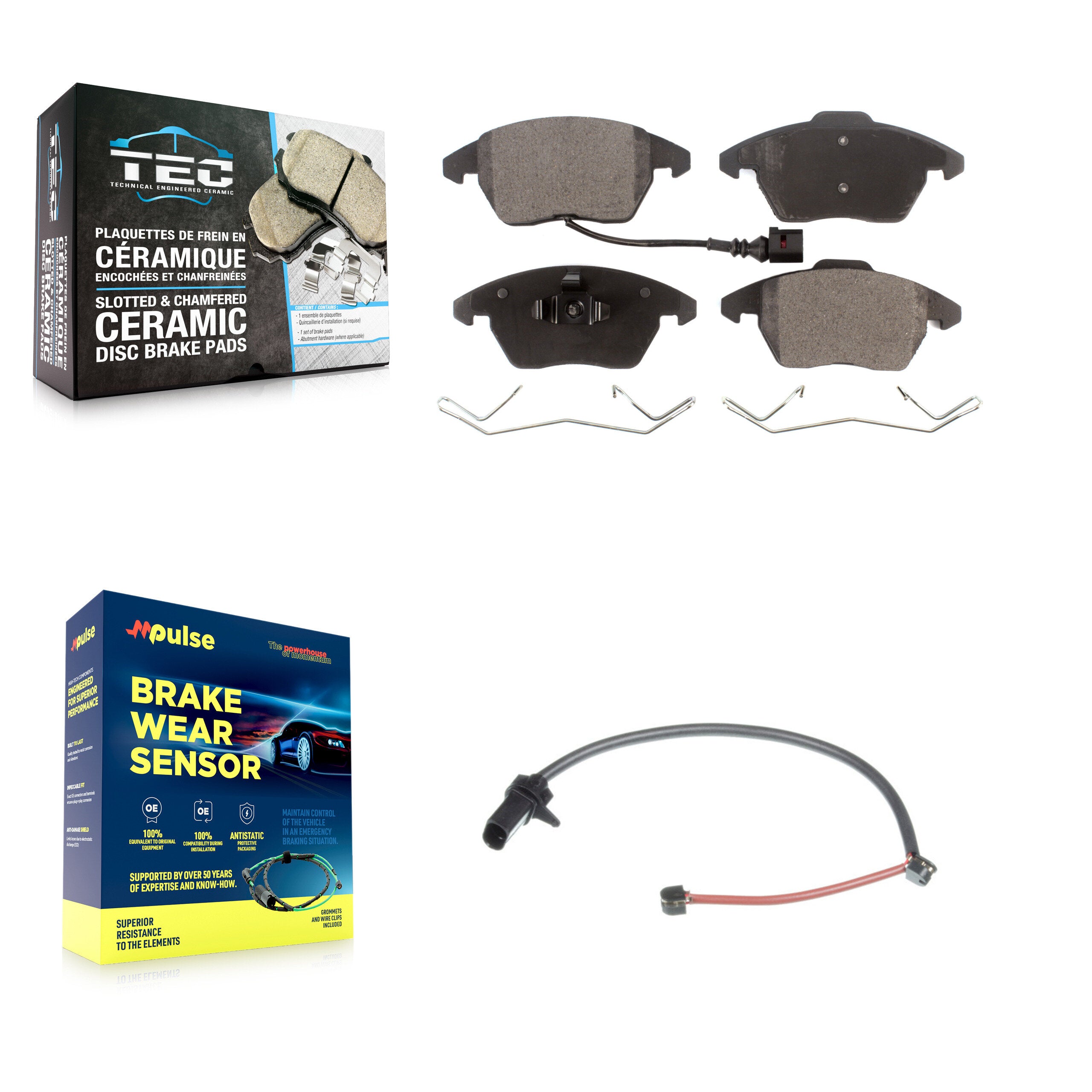 Front Ceramic Disc Brake Pads And Extra Wear Sensors Kit For 2011 Audi R8 KTW-100124