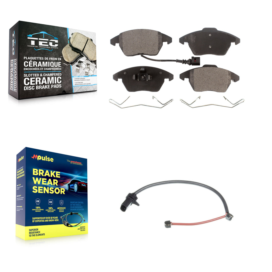 Front Ceramic Disc Brake Pads And Extra Wear Sensors Kit For 2011 Audi R8 KTW-100124