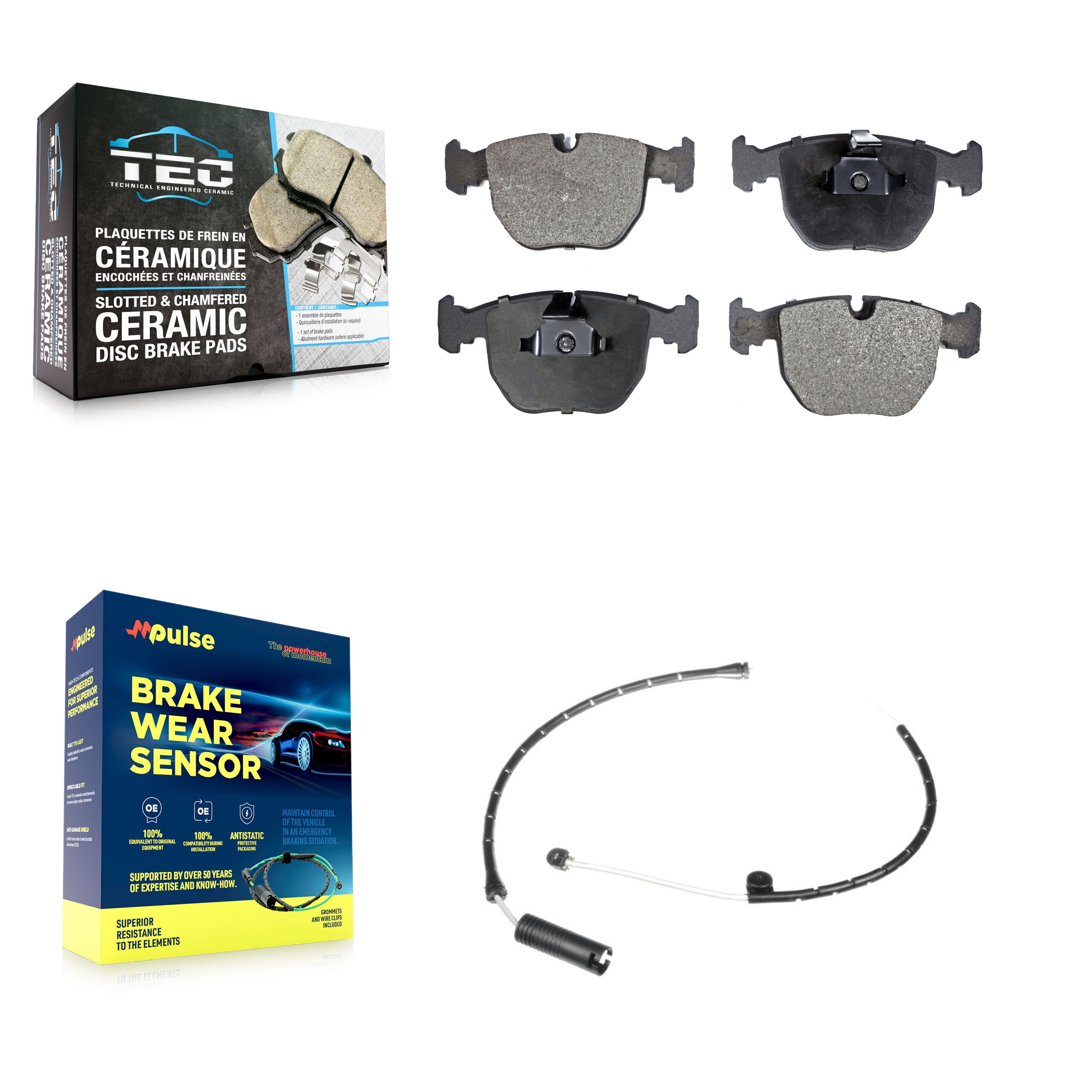 Front Ceramic Disc Brake Pads And Wear Sensors Kit For BMW X5 KTW-100125