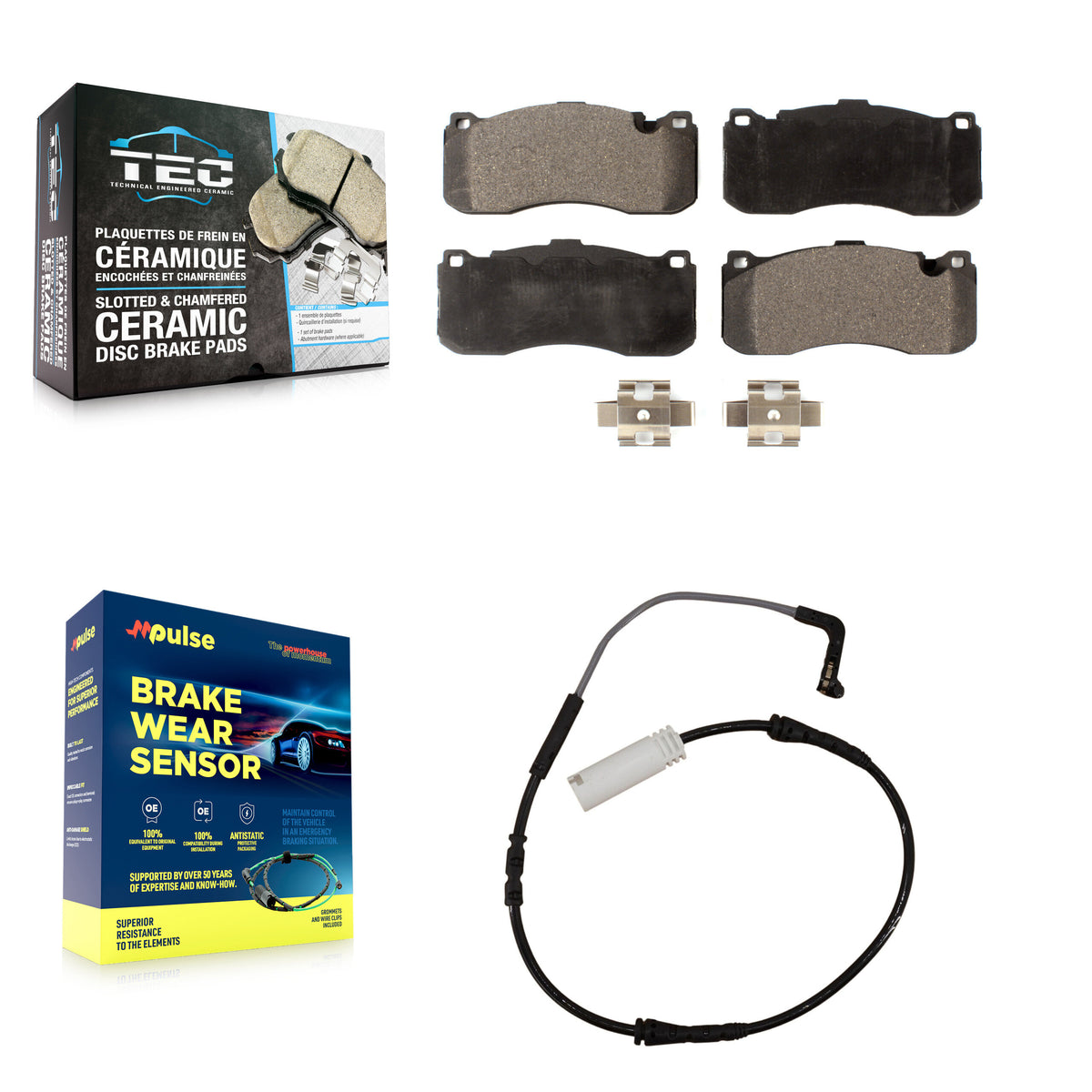 Front Ceramic Disc Brake Pads And Wear Sensors Kit For 2008-2010 BMW 135i 3.0L KTW-100129