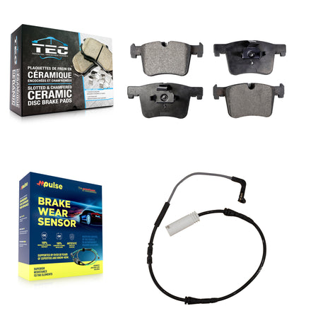 Front Ceramic Disc Brake Pad Wear Sensor Kit For 2012 BMW 328i with Black Painted Caliper KTW-100130