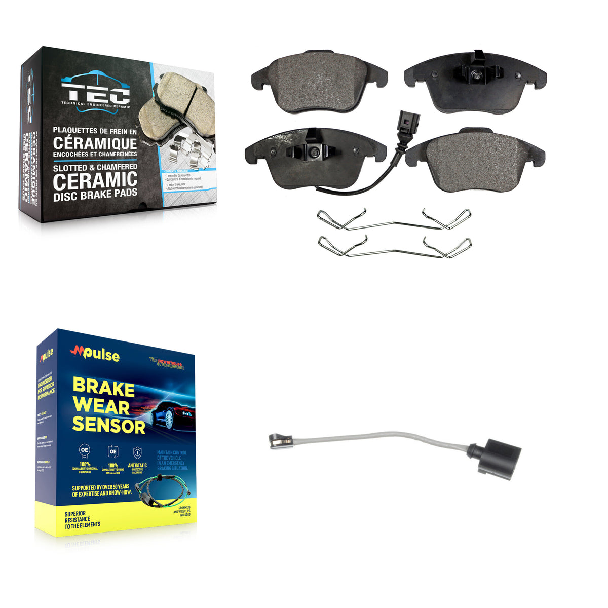 Front Ceramic Disc Brake Pads And Extra Wear Sensors Kit For Volkswagen Tiguan Limited KTW-100134
